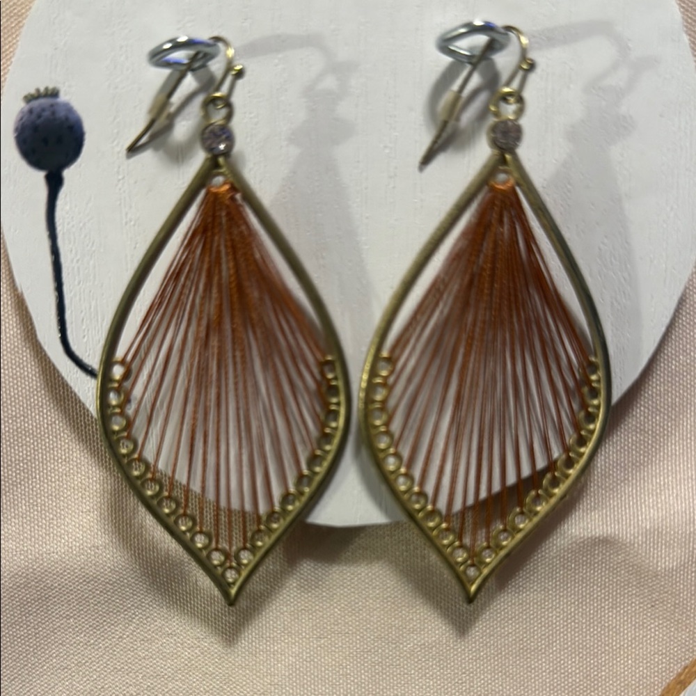 Elegant Gold and Brown Teardrop Earrings